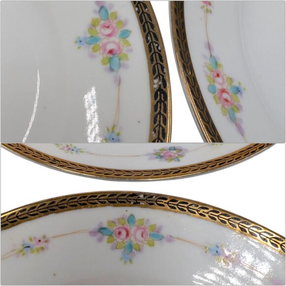 Antique Noritake M Small Plate LOT OF 6 Roses Gold Encrusted 7.5" JAPAN - Picture 11 of 11